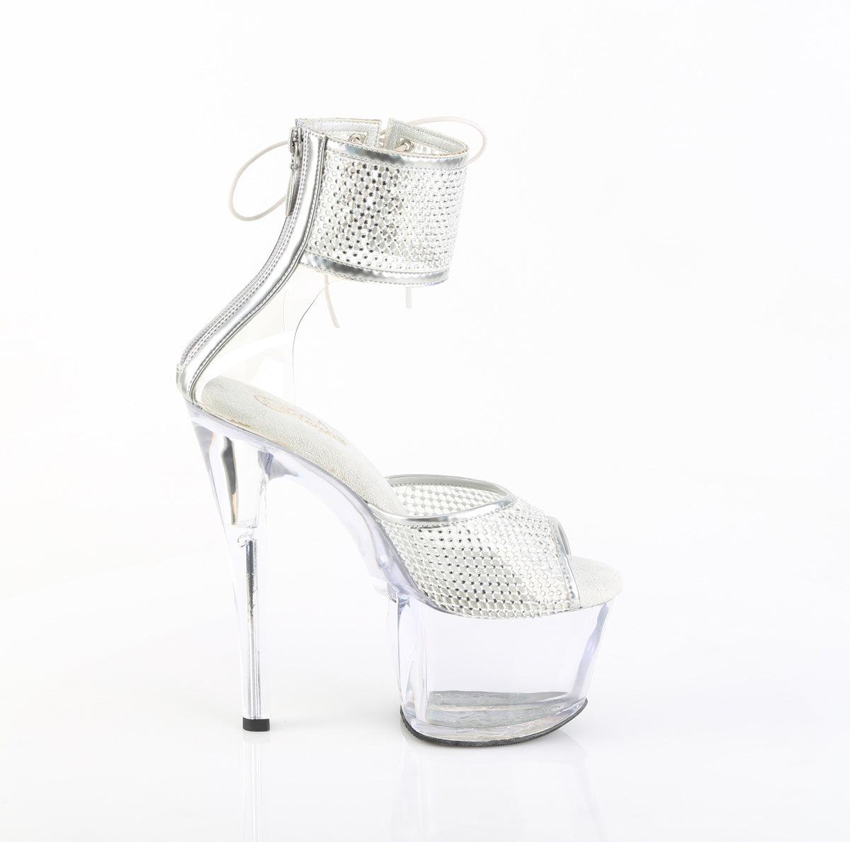 SKY-324PREM-RSNT 7" Heel, 2 3/4" PF Ankle Cuff Sandal w/RS, Back Zip