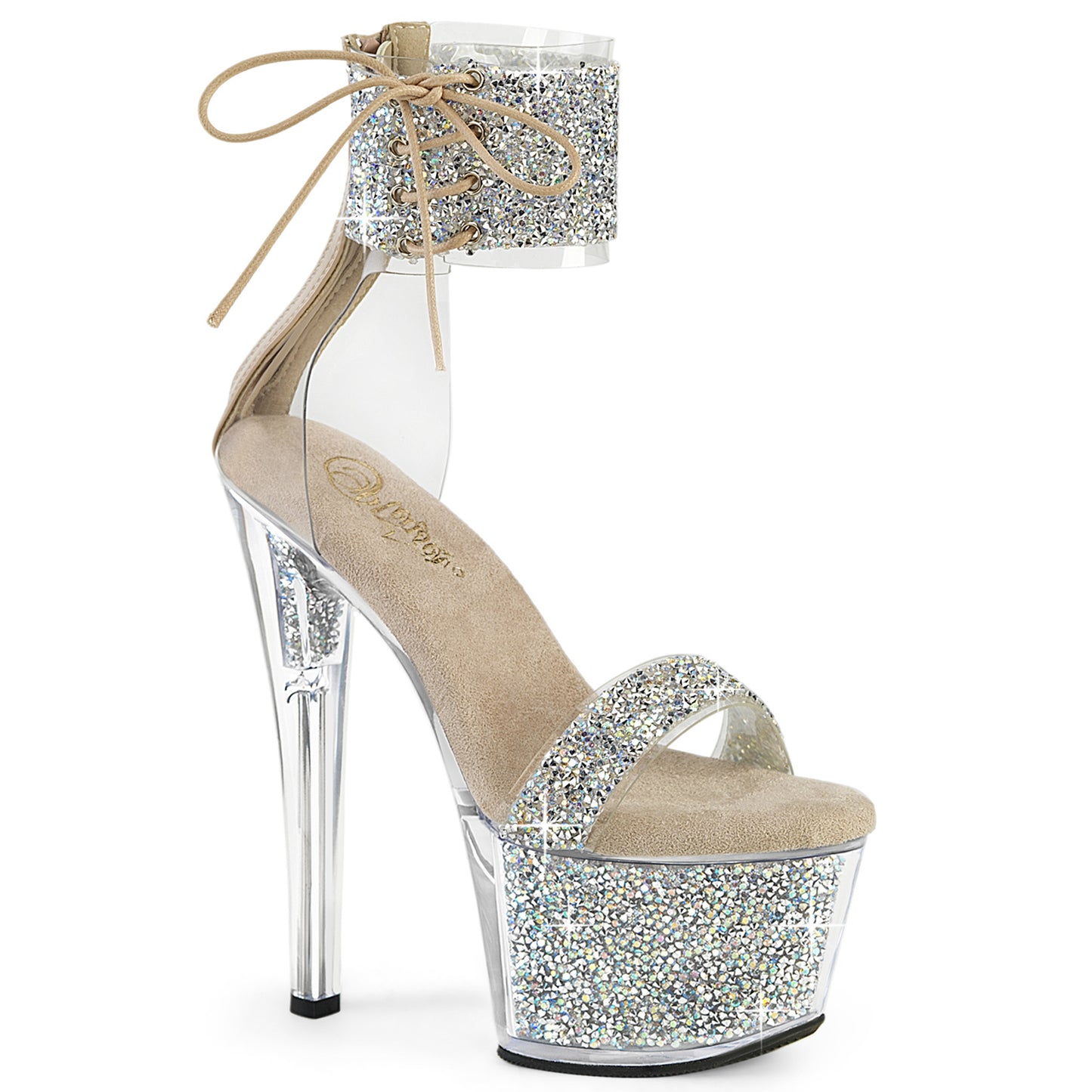 SKY-327RSI *7" Heel, 2 3/4" PF Ankle Cuff Sandal w/RS, Back Zip