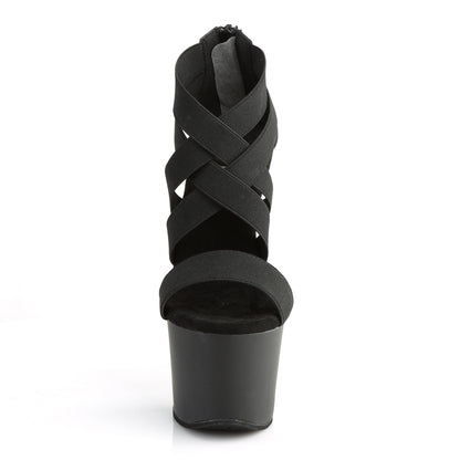 SKY-369 *7" Heel, 2 3/4" PF Criss Cross Sandal, Back Zip