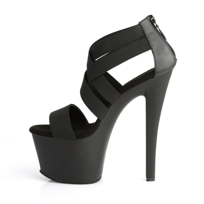 SKY-369 *7" Heel, 2 3/4" PF Criss Cross Sandal, Back Zip