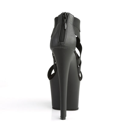SKY-369 *7" Heel, 2 3/4" PF Criss Cross Sandal, Back Zip