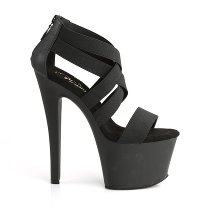 SKY-369 *7" Heel, 2 3/4" PF Criss Cross Sandal, Back Zip