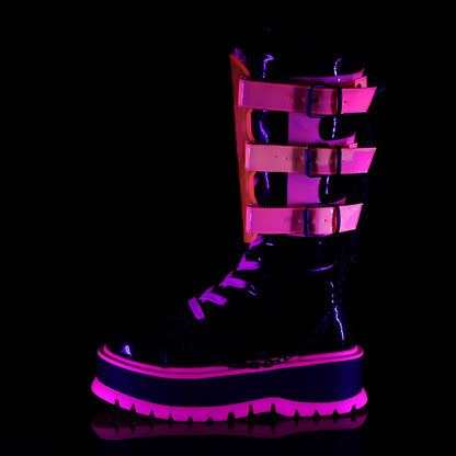 SLACKER-156 *2" PF Lace-Up Mid-Calf Boot, Metal Side Zip