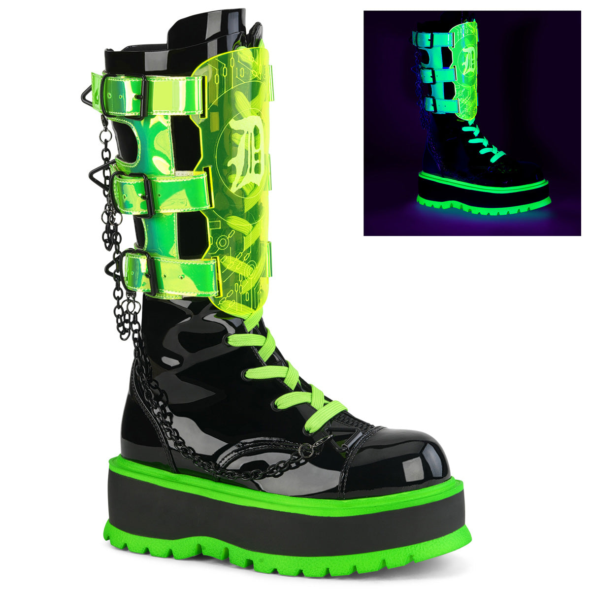 SLACKER-156 *2" PF Lace-Up Mid-Calf Boot, Metal Side Zip