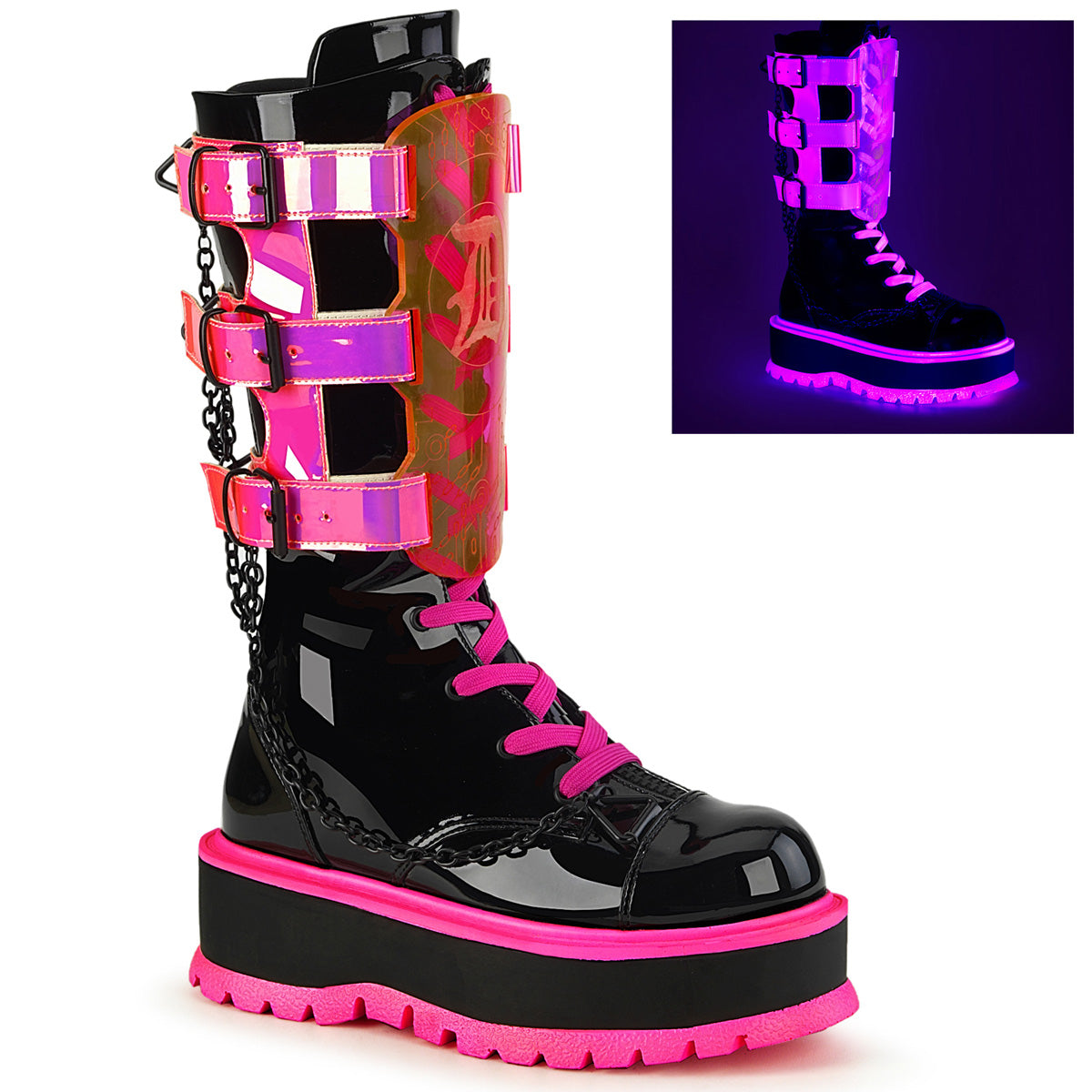 SLACKER-156 *2" PF Lace-Up Mid-Calf Boot, Metal Side Zip