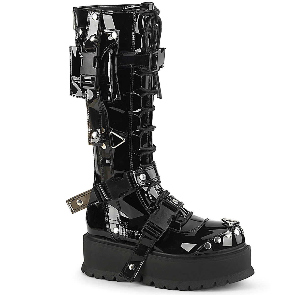 SLACKER-260 2" PF Lace-Up Knee High Boot, Back Metal Zip