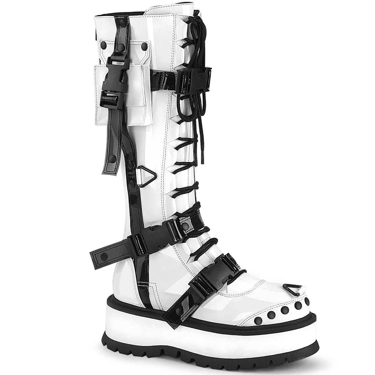 SLACKER-260 2" PF Lace-Up Knee High Boot, Back Metal Zip