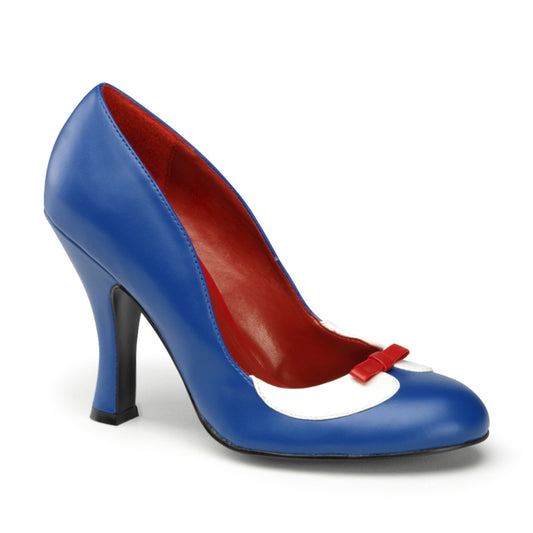 SMITTEN-05 *4" Heel Two-Tone Pump W/ Peter Pan Collar & Mini Bow
