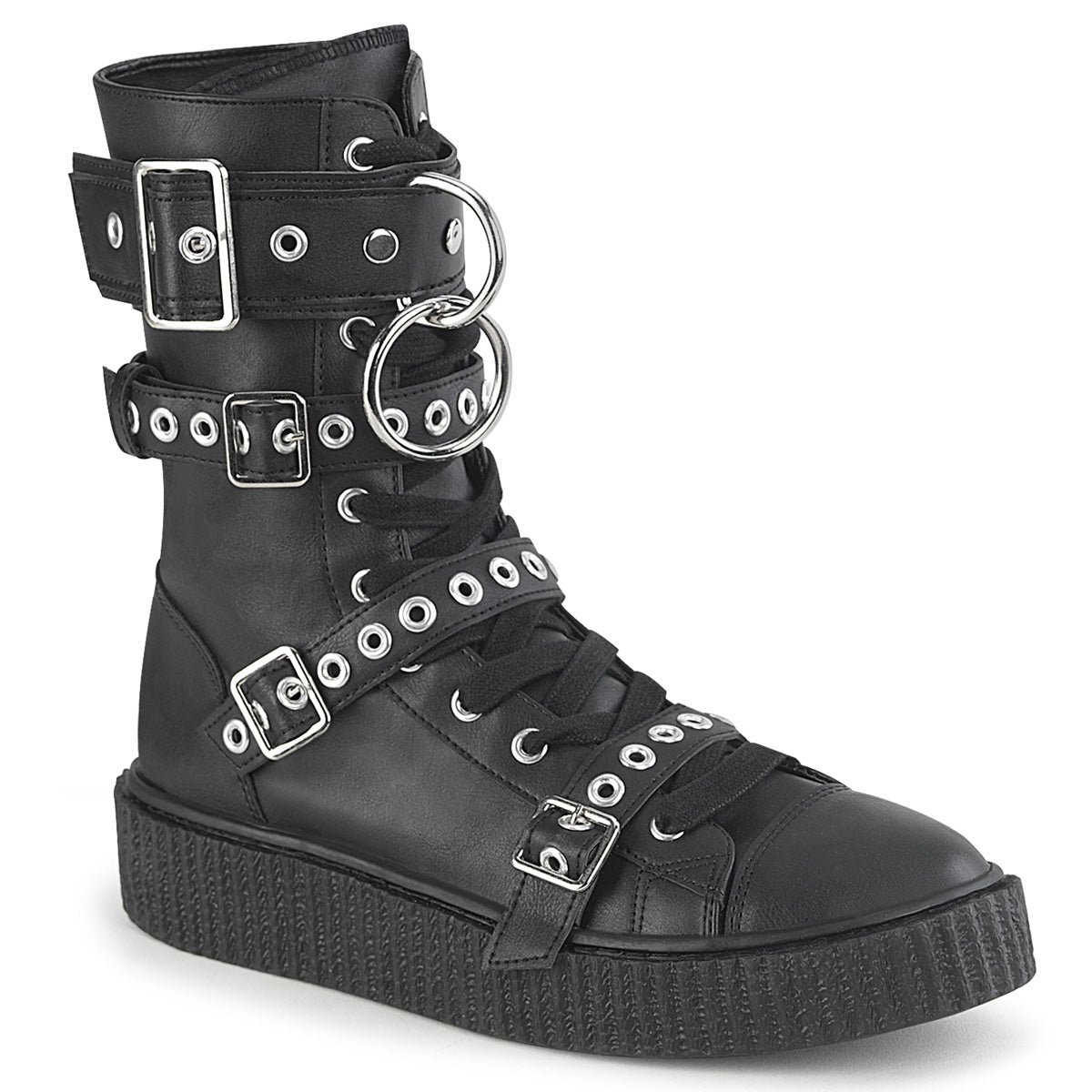 SNEEKER-320 *1 1/2"PF Round Toe Lace Up Front Calf High Creeper Sneaker
