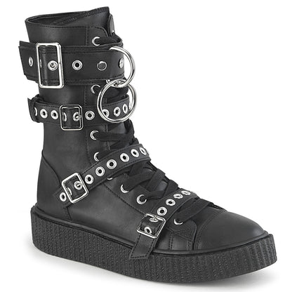 SNEEKER-320 *1 1/2"PF Round Toe Lace Up Front Calf High Creeper Sneaker