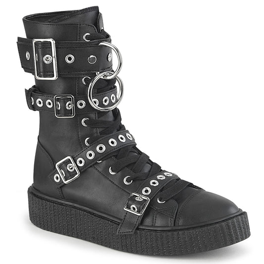 SNEEKER-320 *1 1/2"PF Round Toe Lace Up Front Calf High Creeper Sneaker