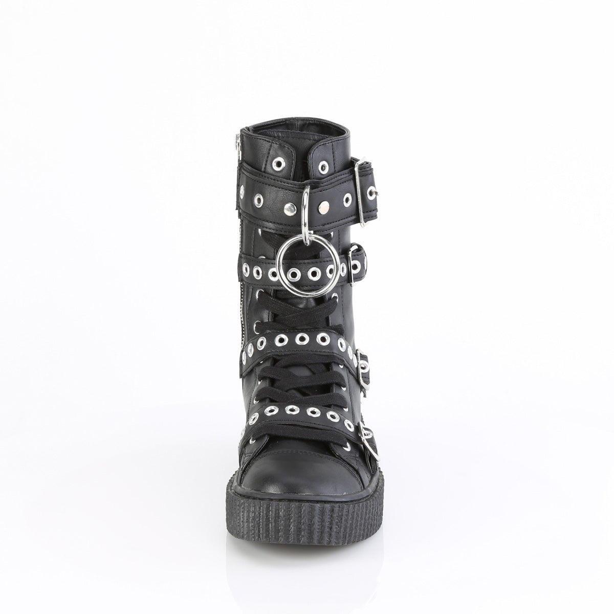 SNEEKER-320 *1 1/2"PF Round Toe Lace Up Front Calf High Creeper Sneaker
