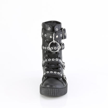 SNEEKER-320 *1 1/2"PF Round Toe Lace Up Front Calf High Creeper Sneaker