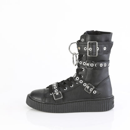 SNEEKER-320 *1 1/2"PF Round Toe Lace Up Front Calf High Creeper Sneaker