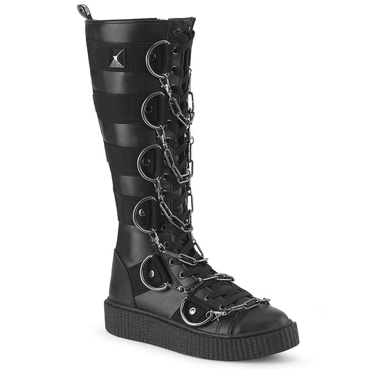SNEEKER-405 1 1/2"PF Round Toe Lace Up Front Knee High Creeper Sneaker