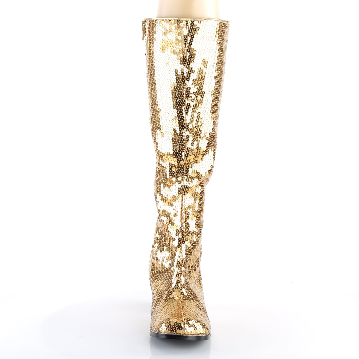 SPECTACUL-300SQ 3" Block Heel Sequins Knee Boot