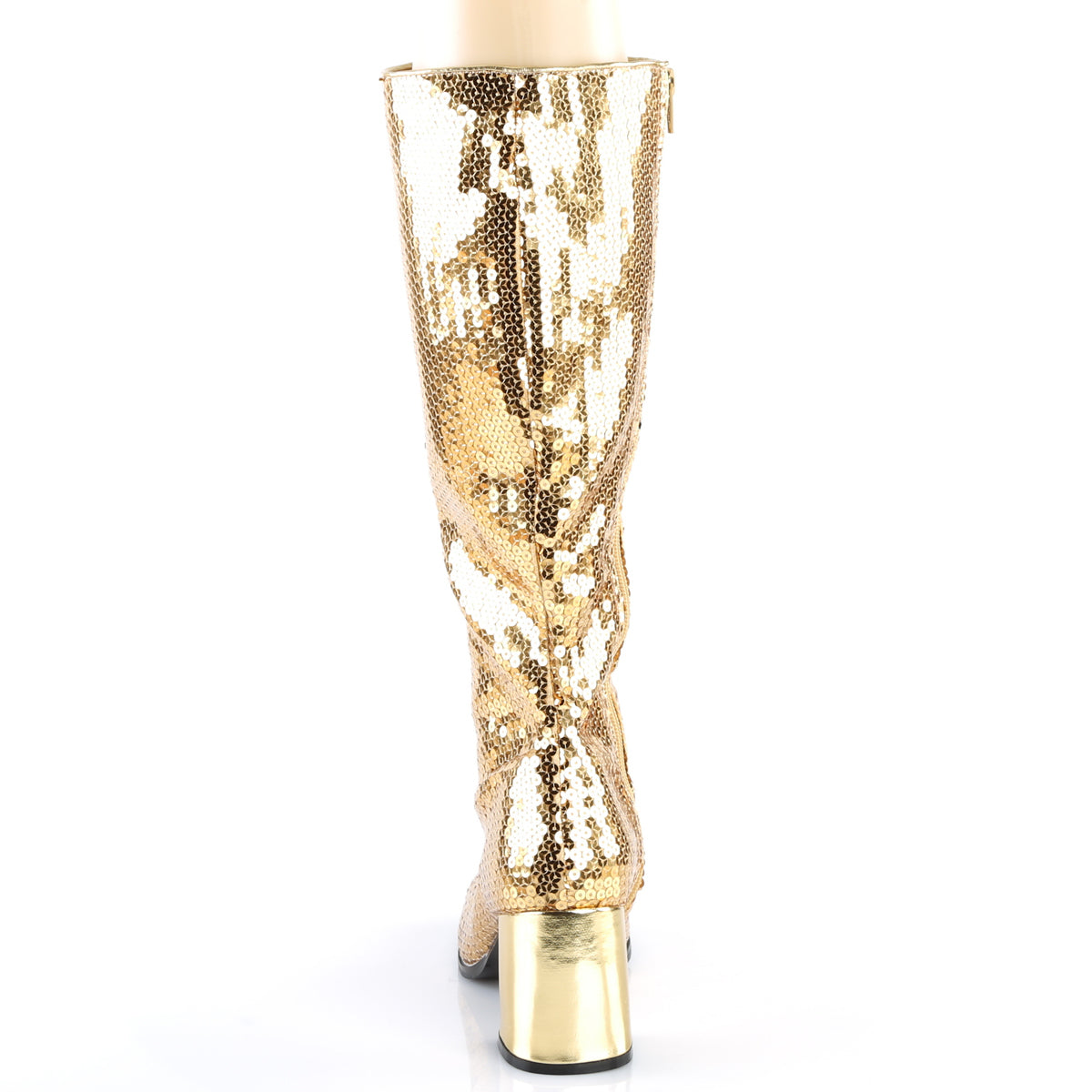 SPECTACUL-300SQ 3" Block Heel Sequins Knee Boot