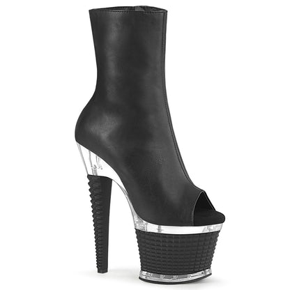 SPECTATOR-1012 *7" Heel, 3" Textured PF Peep Toe Ankle Boot, Side Zip