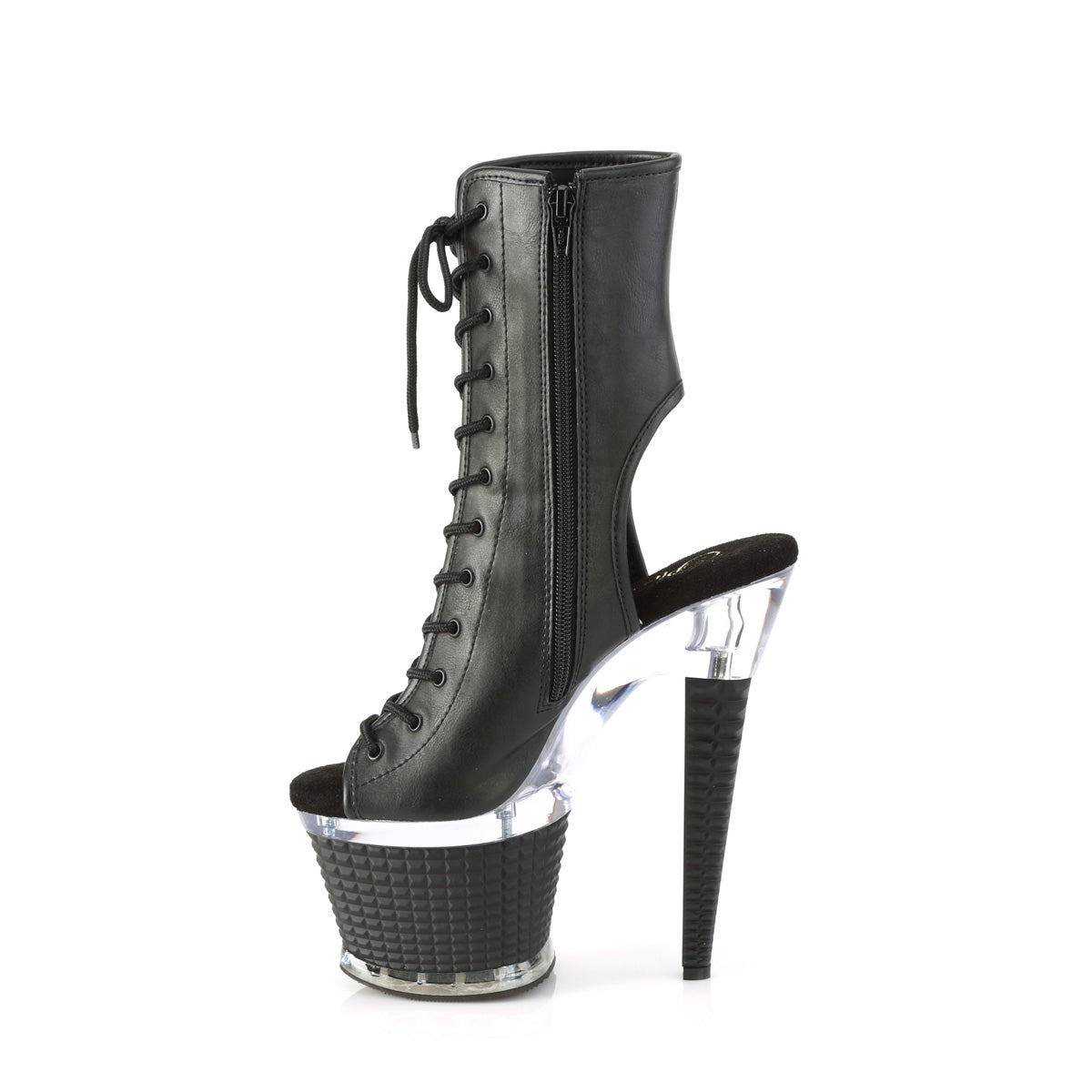 SPECTATOR-1016 *7" Heel, 3" Textured PF Open Toe/Heel Ankle Boot, Side Zip