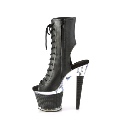 SPECTATOR-1016 *7" Heel, 3" Textured PF Open Toe/Heel Ankle Boot, Side Zip