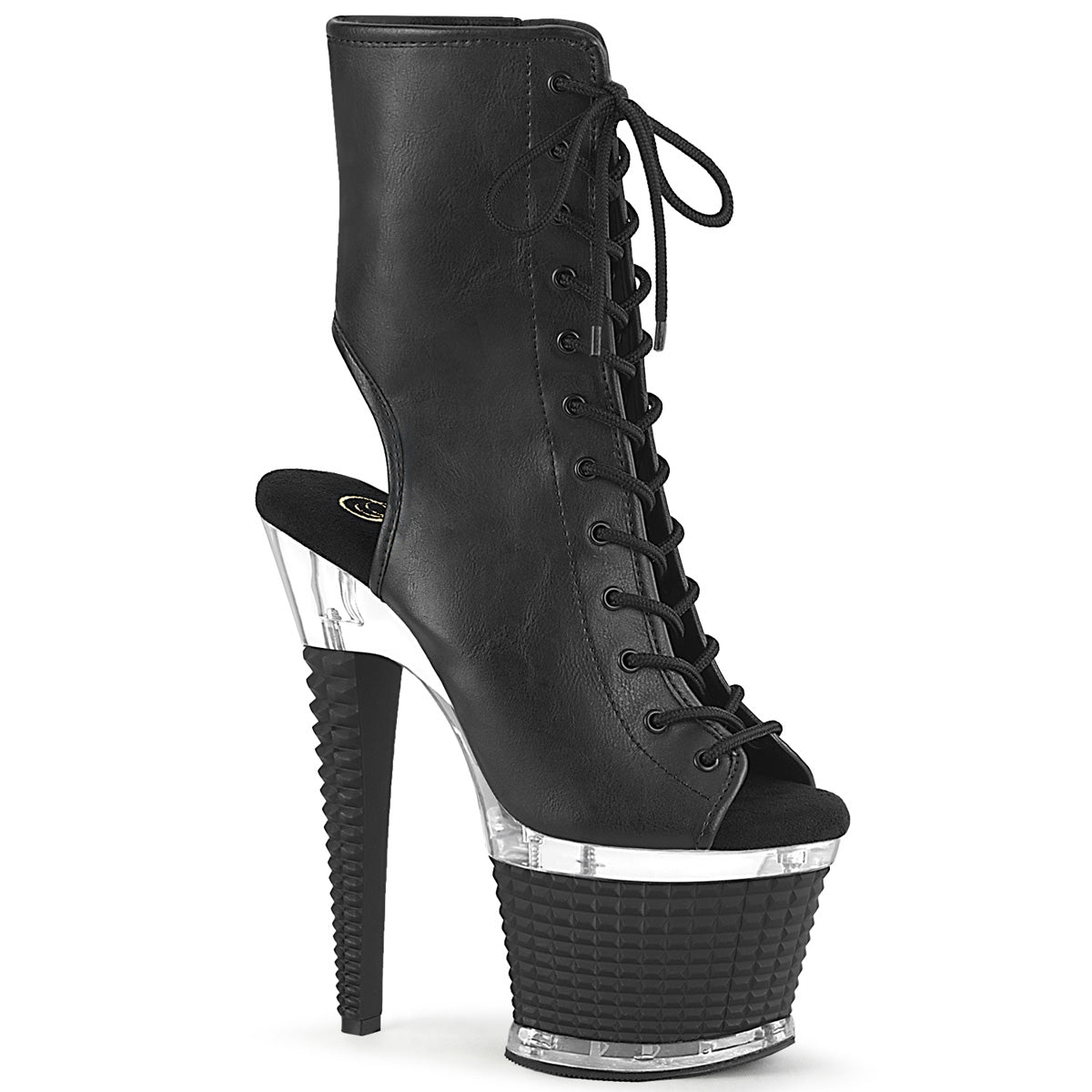 SPECTATOR-1016 *7" Heel, 3" Textured PF Open Toe/Heel Ankle Boot, Side Zip