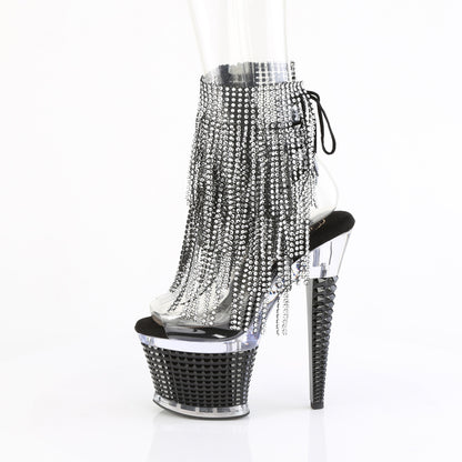 SPECTATOR-1017RSF 7" Heel, 3" PF 4-Layer Fringe Ankle Boot, Side Zip