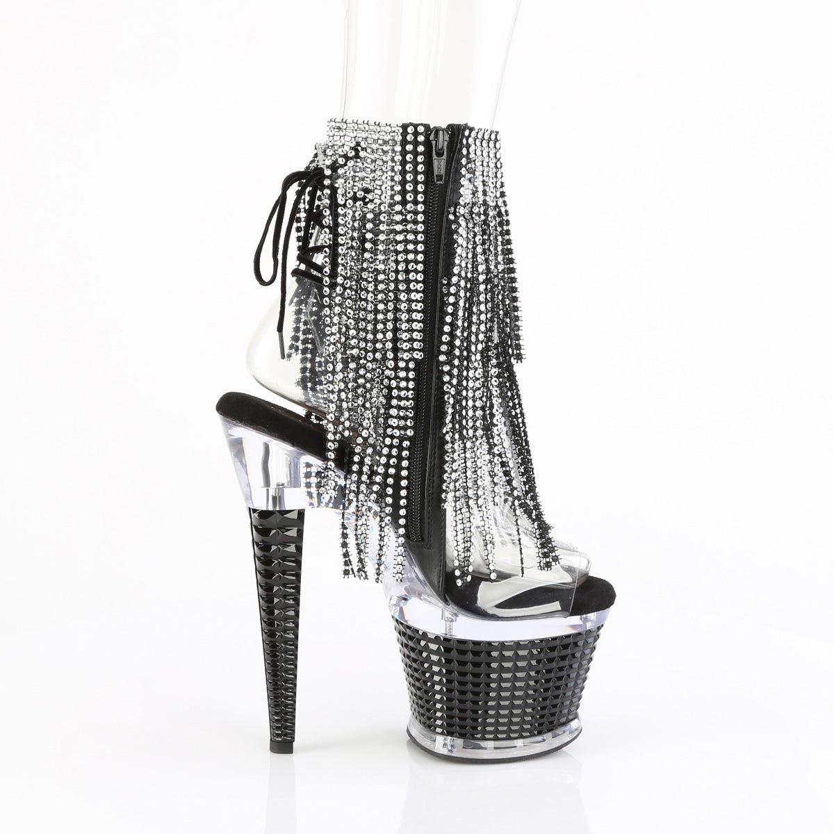SPECTATOR-1017RSF 7" Heel, 3" PF 4-Layer Fringe Ankle Boot, Side Zip