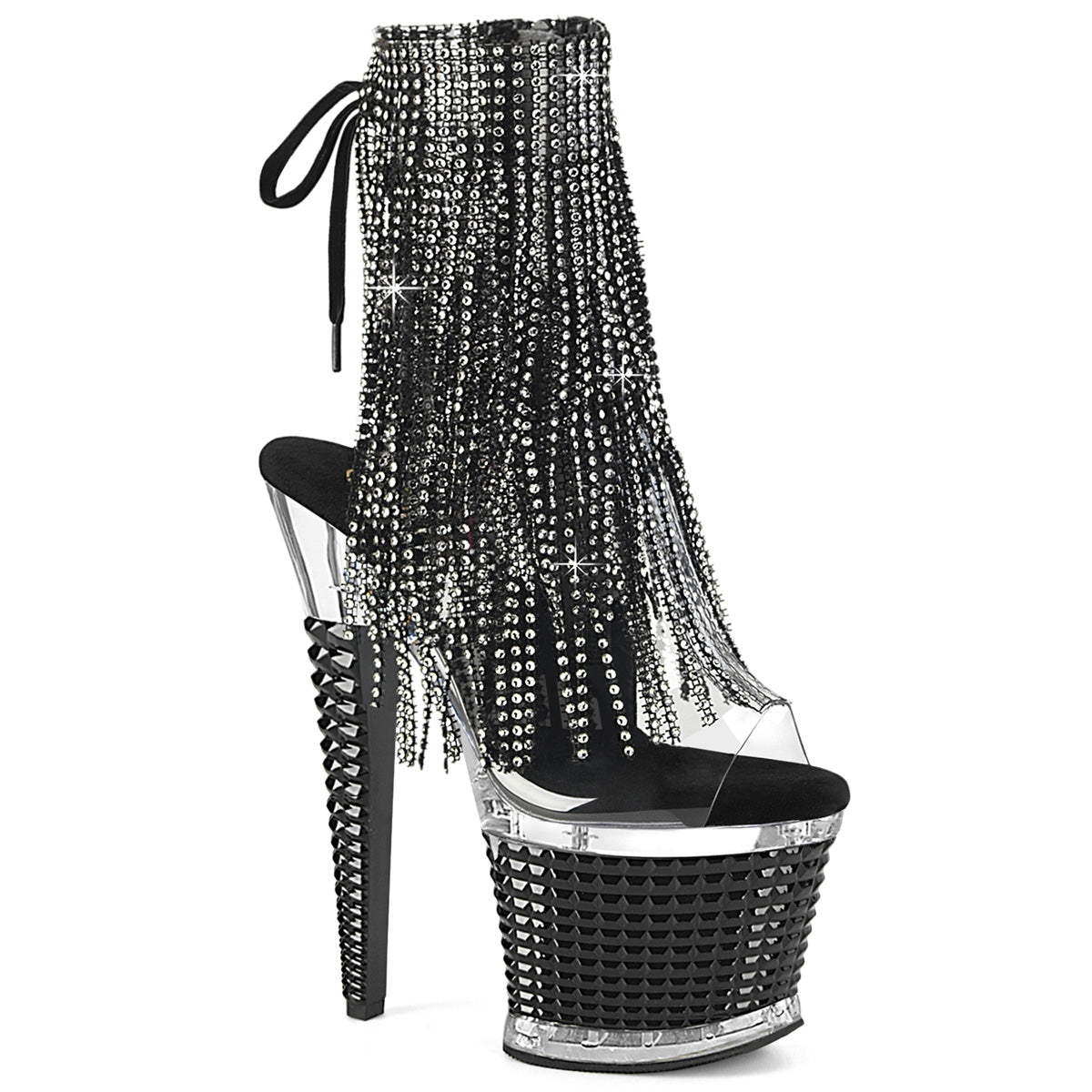 SPECTATOR-1017RSF 7" Heel, 3" PF 4-Layer Fringe Ankle Boot, Side Zip