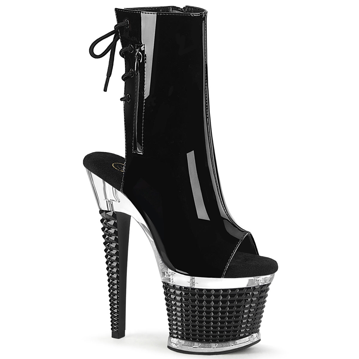 SPECTATOR-1018 *7" Heel, 3" Textured PF Open Toe/Heel Ankle Boot, Side Zip