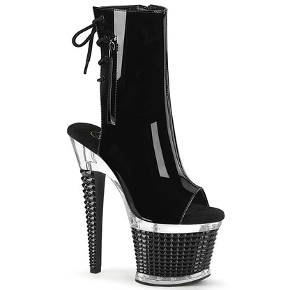 SPECTATOR-1018 *7" Heel, 3" Textured PF Open Toe/Heel Ankle Boot, Side Zip