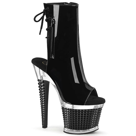 SPECTATOR-1018 *7" Heel, 3" Textured PF Open Toe/Heel Ankle Boot, Side Zip