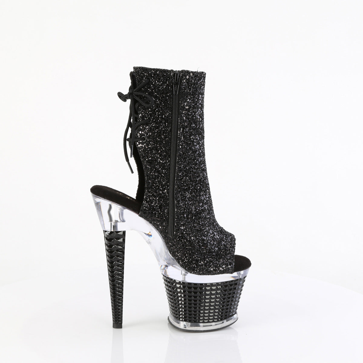 SPECTATOR-1018G *7" Heel, 3" Textured PF Open Toe/Heel Ankle Boot, Side Zip
