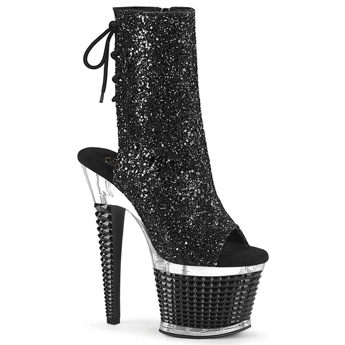 SPECTATOR-1018G *7" Heel, 3" Textured PF Open Toe/Heel Ankle Boot, Side Zip