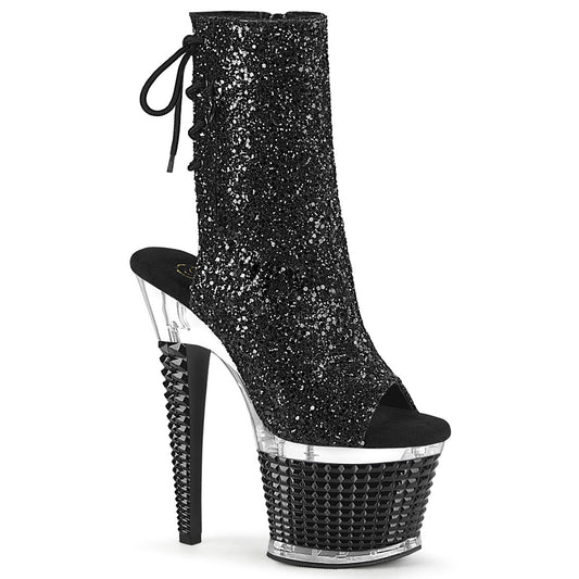 SPECTATOR-1018G *7" Heel, 3" Textured PF Open Toe/Heel Ankle Boot, Side Zip