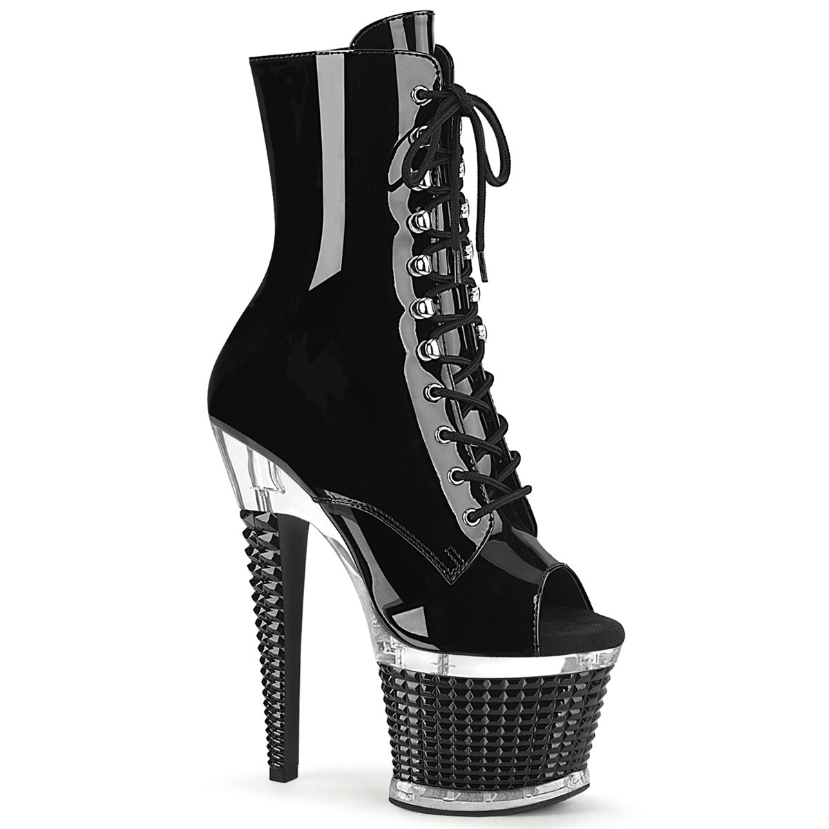 SPECTATOR-1021 7" Heel, 3" Textured PF Peep Toe Ankle Boot, Side Zip