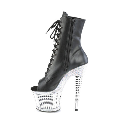 SPECTATOR-1021RS *7" Heel, 3" Textured PF Peep Toe Ankle Boot, Side Zip