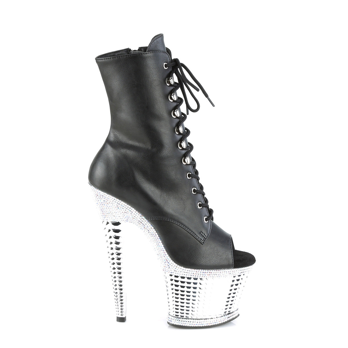 SPECTATOR-1021RS *7" Heel, 3" Textured PF Peep Toe Ankle Boot, Side Zip