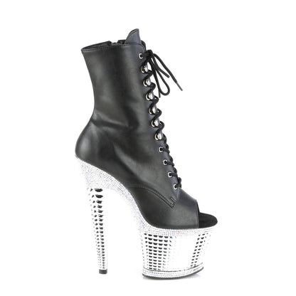 SPECTATOR-1021RS *7" Heel, 3" Textured PF Peep Toe Ankle Boot, Side Zip