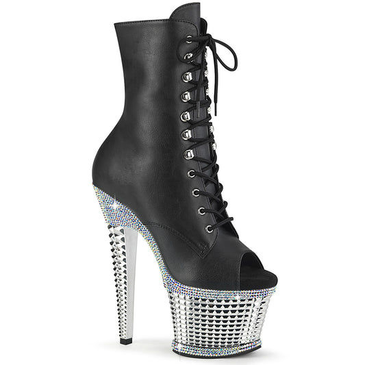 SPECTATOR-1021RS *7" Heel, 3" Textured PF Peep Toe Ankle Boot, Side Zip