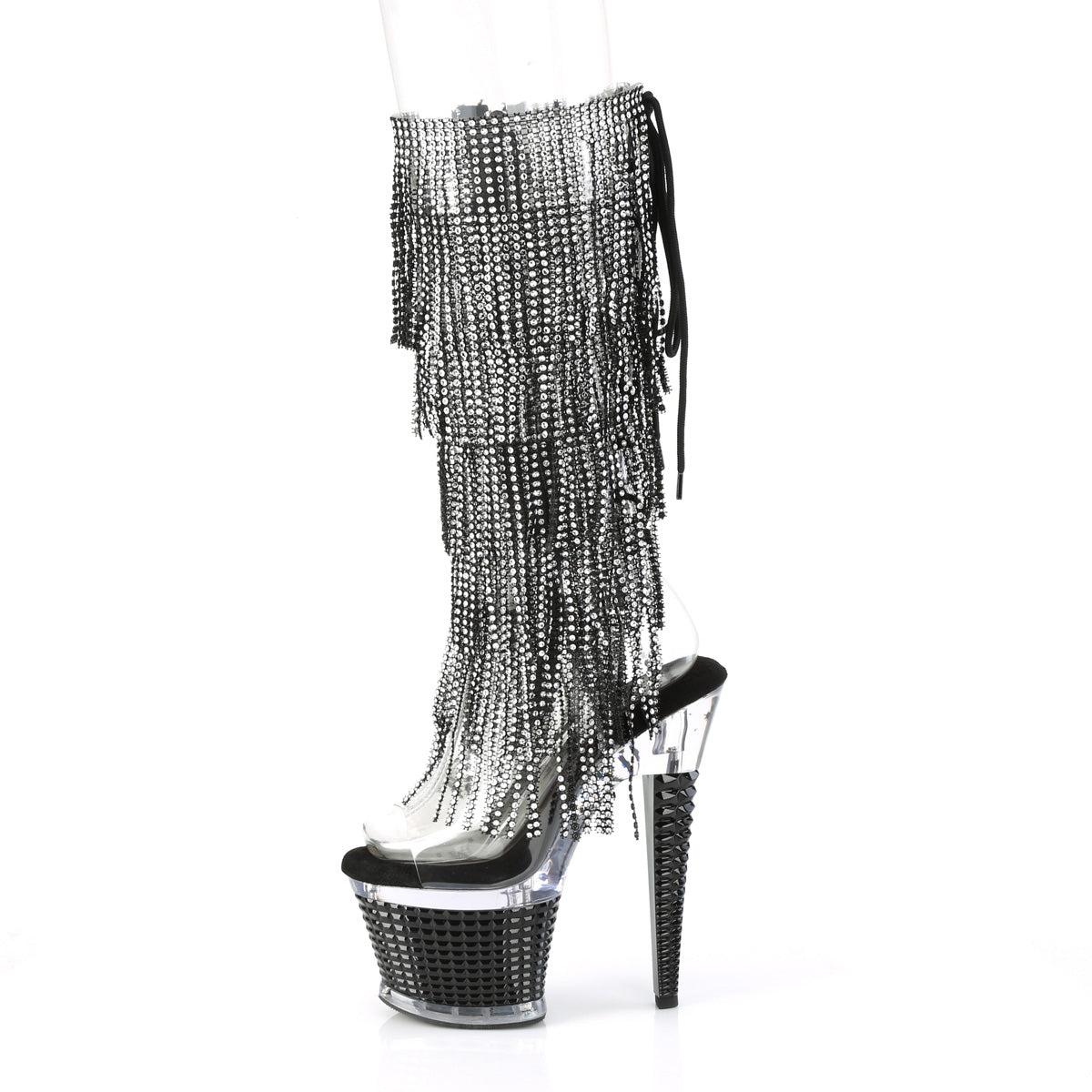 SPECTATOR-2017RSF *7" Heel, 3" Textured PF Open Toe/Heel Knee Boot, Side Zip