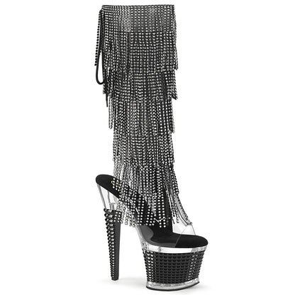 SPECTATOR-2017RSF *7" Heel, 3" Textured PF Open Toe/Heel Knee Boot, Side Zip
