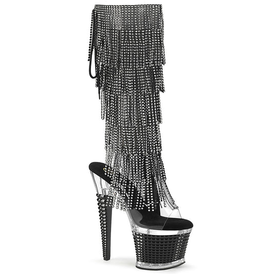 SPECTATOR-2017RSF *7" Heel, 3" Textured PF Open Toe/Heel Knee Boot, Side Zip