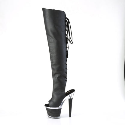 SPECTATOR-3019 7" Heel, 3" Textured PF Over-The-Knee Boot, Side Zip