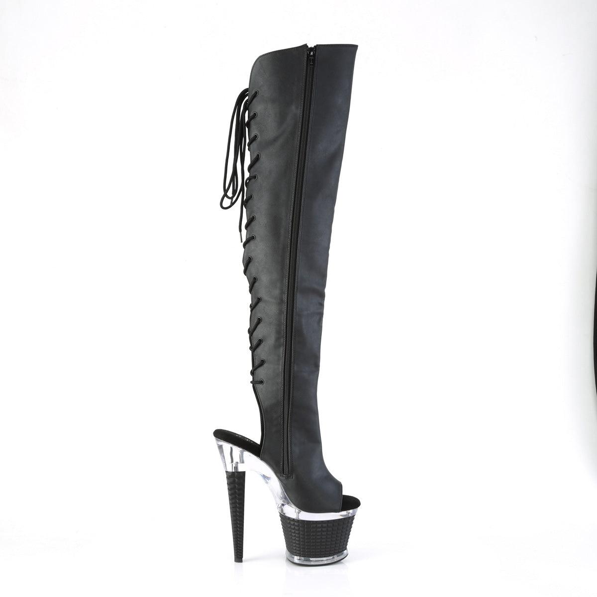 SPECTATOR-3019 7" Heel, 3" Textured PF Over-The-Knee Boot, Side Zip