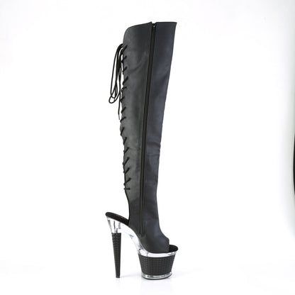 SPECTATOR-3019 7" Heel, 3" Textured PF Over-The-Knee Boot, Side Zip