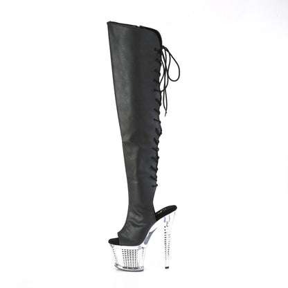 SPECTATOR-3019 7" Heel, 3" Textured PF Over-The-Knee Boot, Side Zip