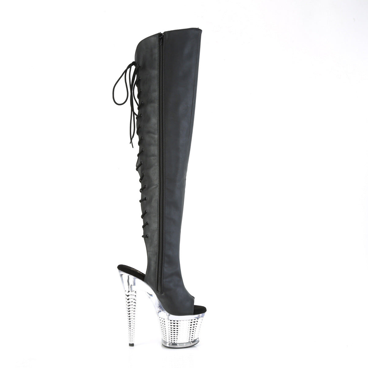 SPECTATOR-3019 7" Heel, 3" Textured PF Over-The-Knee Boot, Side Zip