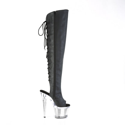 SPECTATOR-3019 7" Heel, 3" Textured PF Over-The-Knee Boot, Side Zip