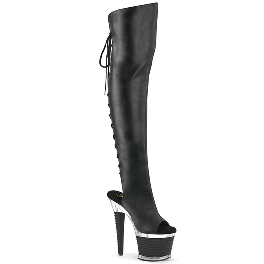 SPECTATOR-3019 7" Heel, 3" Textured PF Over-The-Knee Boot, Side Zip