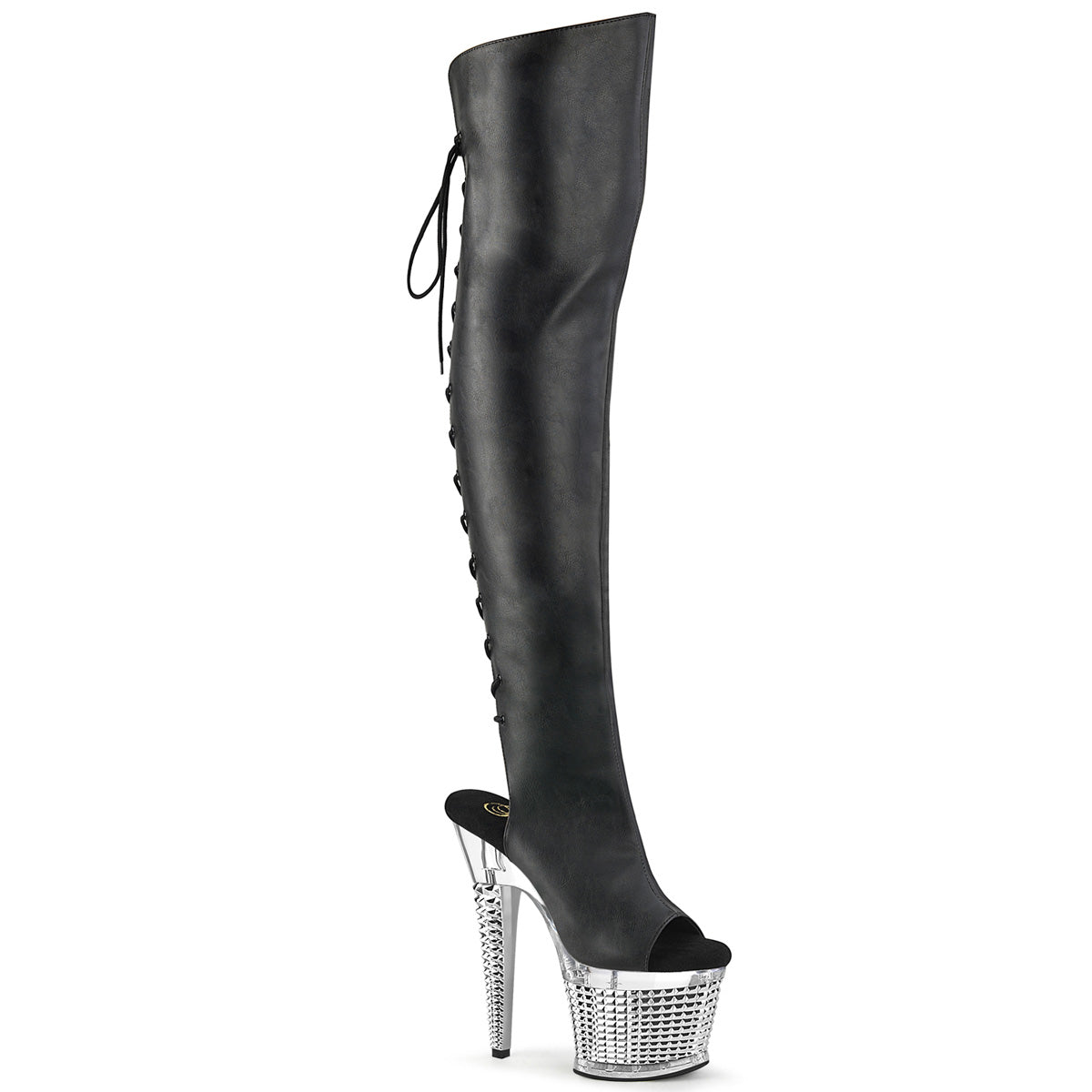 SPECTATOR-3019 7" Heel, 3" Textured PF Over-The-Knee Boot, Side Zip